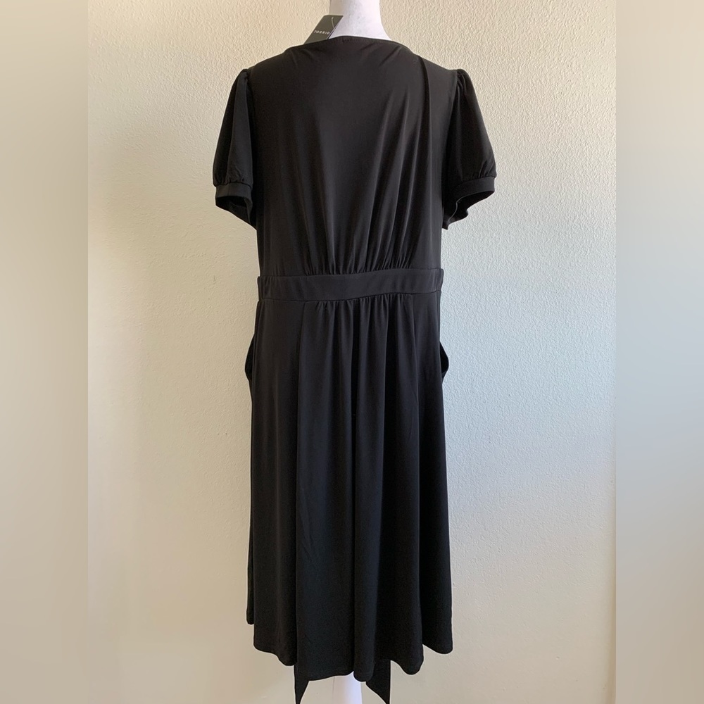 Torrid Mini Studio Knit Surplice Dress black, plus size, 1X, 14-16 - Picture 4 of 14